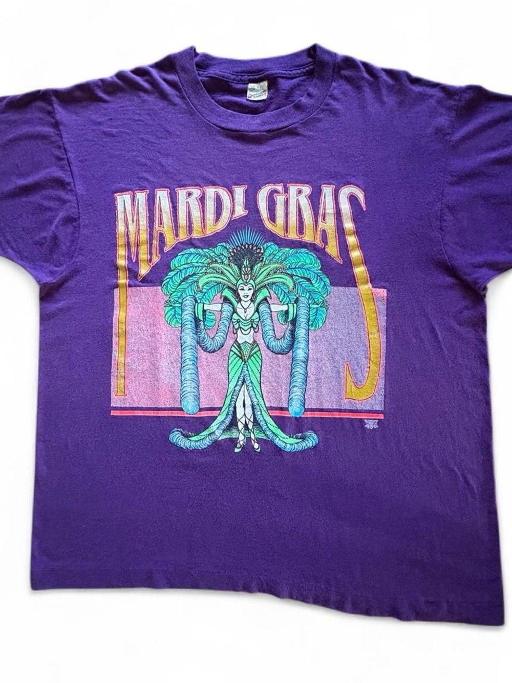 80s Mardi Gras Festival New Orleans Graphic Tee VTG SingleStitch USA Large 22x26